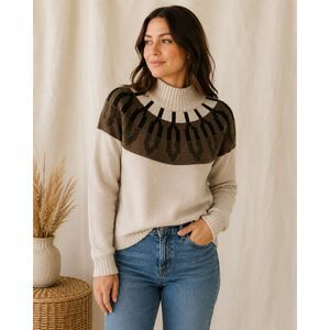 Haven Well Within 100% Cashmere Sweater Womens Medium Mock Neck Nordic Pullover